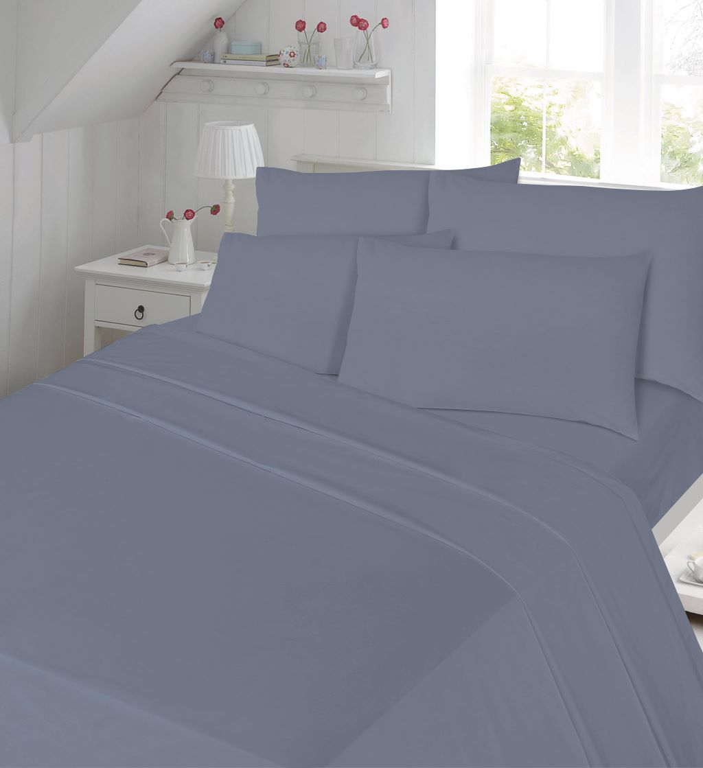 Flat Sheet 180 Thread Count Rich Percale Non Iron Bed Linen Soft Polycotton Blend Plain Dyed Flat Bed Sheets