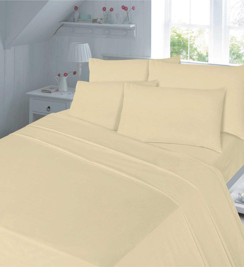 Flat Sheet 180 Thread Count Rich Percale Non Iron Bed Linen Soft Polycotton Blend Plain Dyed Flat Bed Sheets