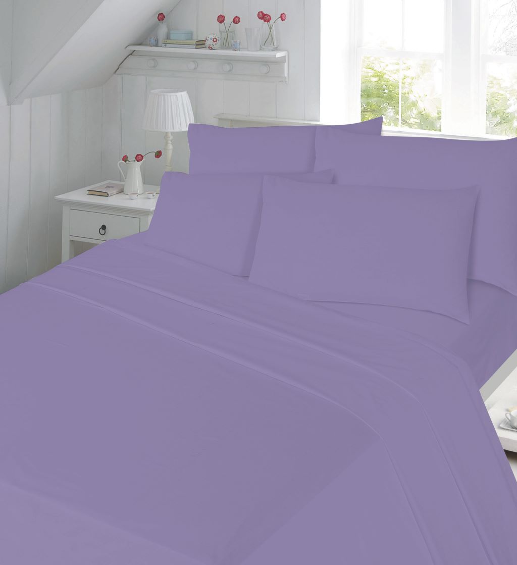 Flat Sheet 180 Thread Count Rich Percale Non Iron Bed Linen Soft Polycotton Blend Plain Dyed Flat Bed Sheets