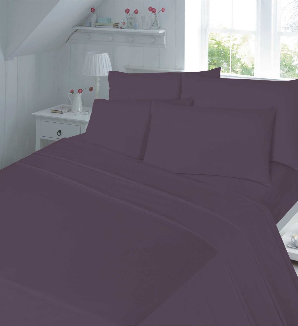Flat Sheet 180 Thread Count Rich Percale Non Iron Bed Linen Soft Polycotton Blend Plain Dyed Flat Bed Sheets