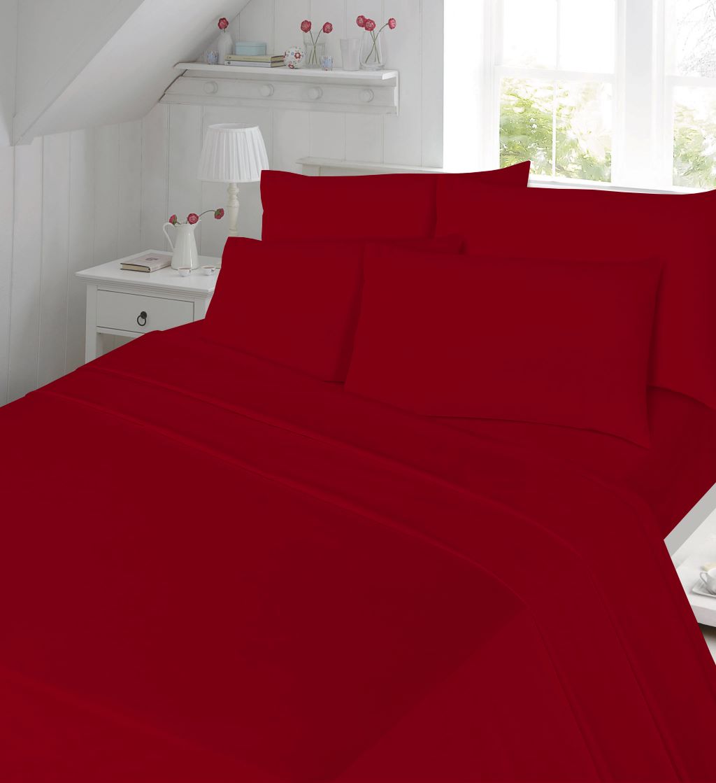 Flat Sheet 180 Thread Count Rich Percale Non Iron Bed Linen Soft Polycotton Blend Plain Dyed Flat Bed Sheets