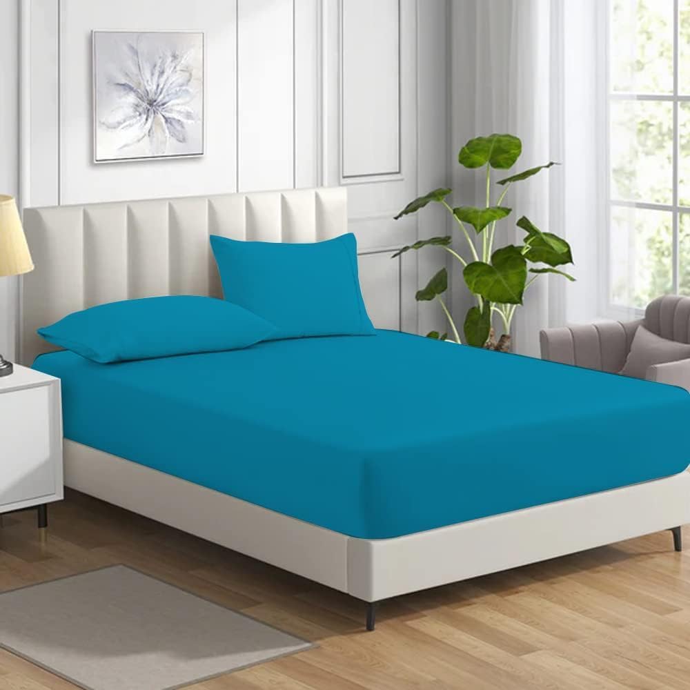 Fitted Bed Sheet Non Iron Polycotton Soft Easy Care Percale 25cm Deep Pocket Fitted Sheet