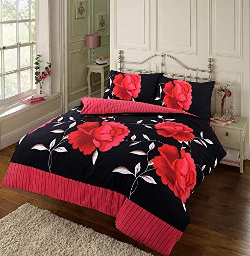 Luxury Floral Rosaleen Printed Flowers Easy Care Duvet Cover Set
