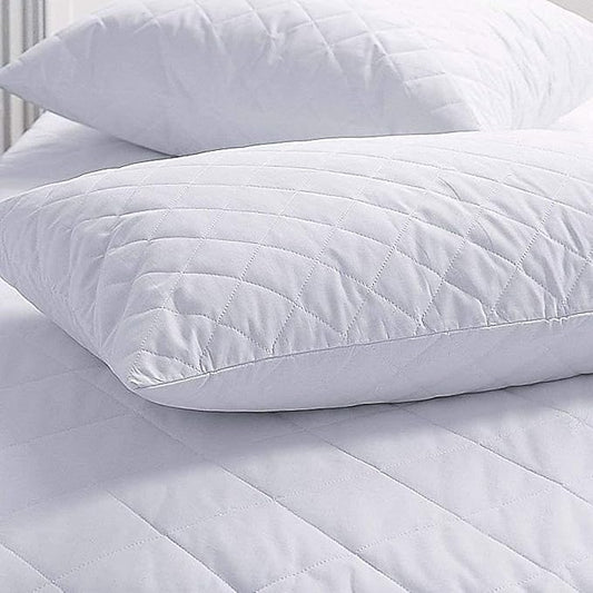 Quilted Pillows 2 Pack Hotel Quality Pillows Premium Filled Pillows for Side Stomach and Back Sleeper Bed Pillow Soft Hollow Fiber Hotel Pillows (Quilted Pillow Pack of 2)