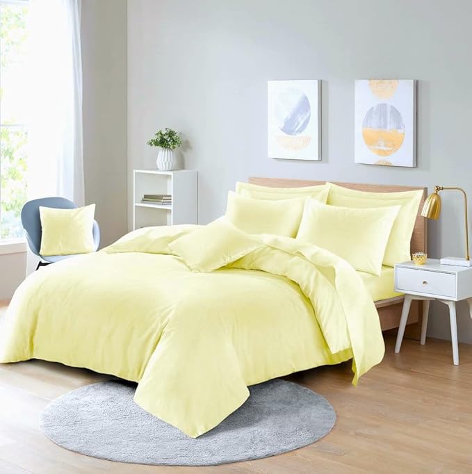Easy Care Poly-Cotton Plain Dyed Duvet Cover Set - Soft, Durable Bedding, Machine Washable, Includes Duvet Cover and Pillowcases