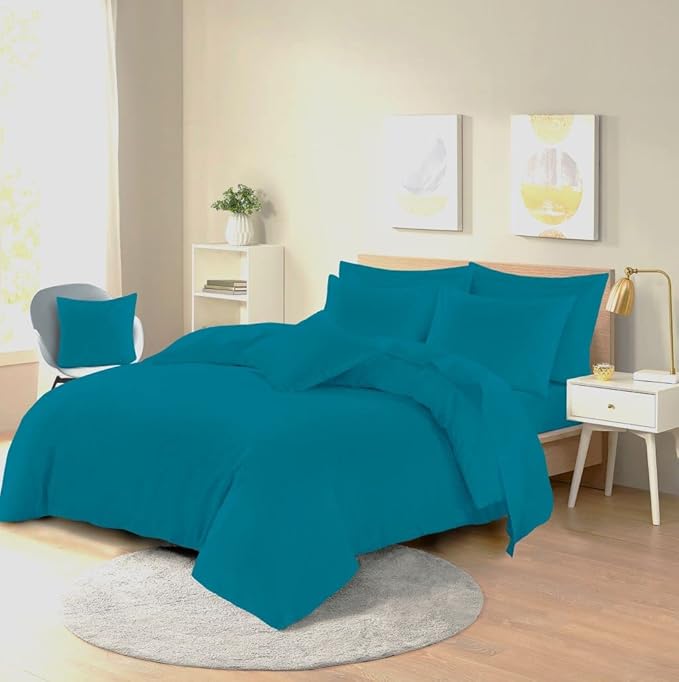 Easy Care Poly-Cotton Plain Dyed Duvet Cover Set - Soft, Durable Bedding, Machine Washable, Includes Duvet Cover and Pillowcases