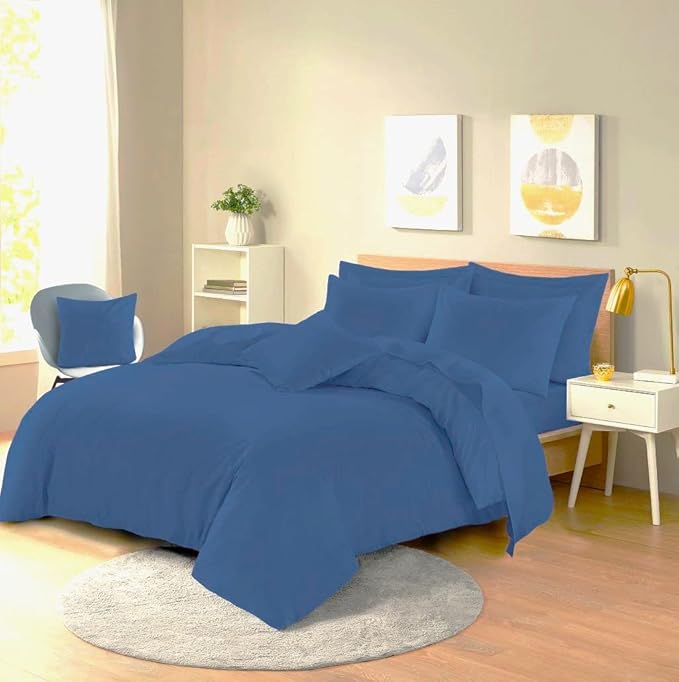 Easy Care Poly-Cotton Plain Dyed Duvet Cover Set - Soft, Durable Bedding, Machine Washable, Includes Duvet Cover and Pillowcases