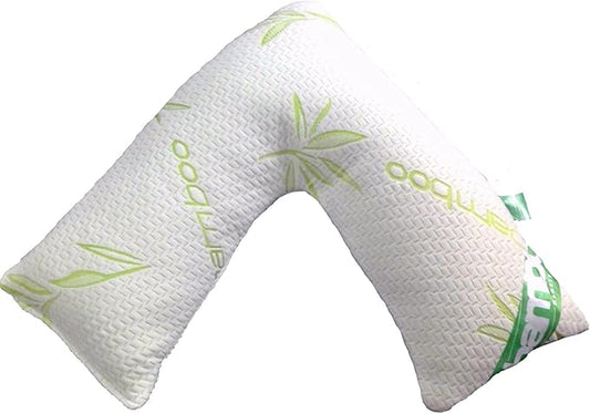 V Shape Bamboo Pillow Memory Foam Orthopaedic V-Shaped Pillow Extra Cushioning Support For Head, Neck & Back