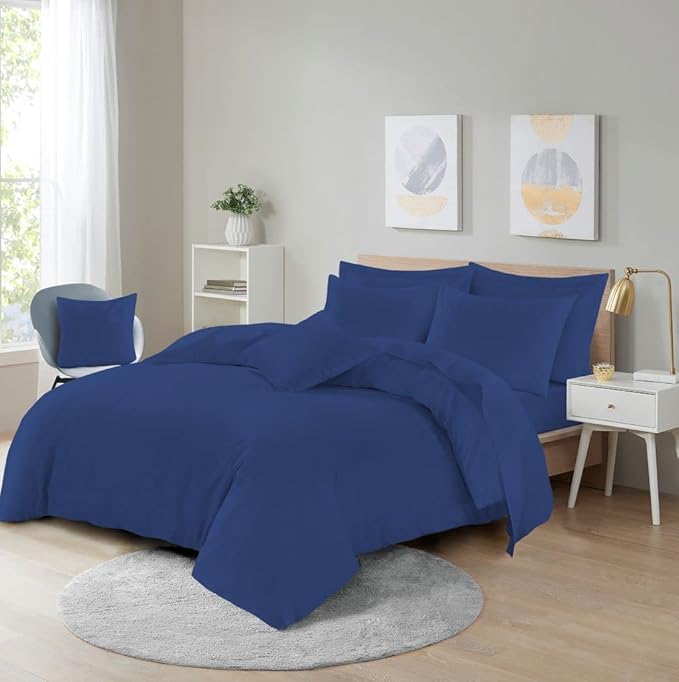 Easy Care Poly-Cotton Plain Dyed Duvet Cover Set - Soft, Durable Bedding, Machine Washable, Includes Duvet Cover and Pillowcases