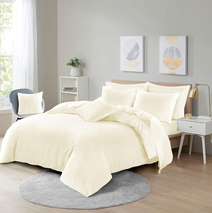 Easy Care Poly-Cotton Plain Dyed Duvet Cover Set - Soft, Durable Bedding, Machine Washable, Includes Duvet Cover and Pillowcases