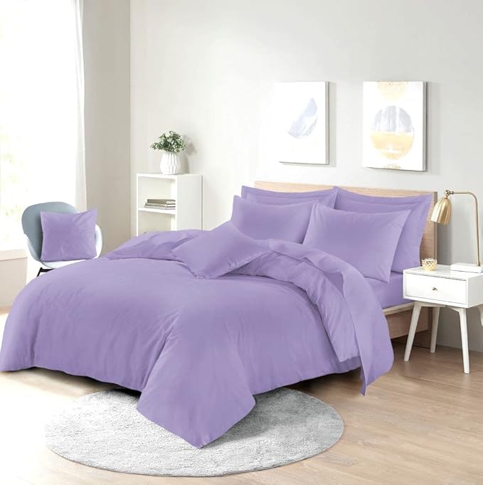Easy Care Poly-Cotton Plain Dyed Duvet Cover Set - Soft, Durable Bedding, Machine Washable, Includes Duvet Cover and Pillowcases