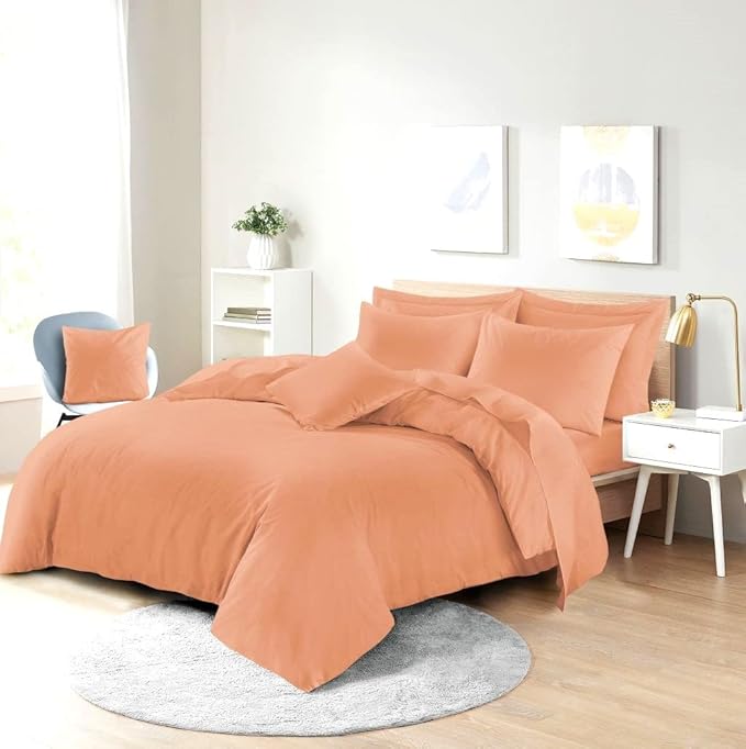 Easy Care Poly-Cotton Plain Dyed Duvet Cover Set - Soft, Durable Bedding, Machine Washable, Includes Duvet Cover and Pillowcases