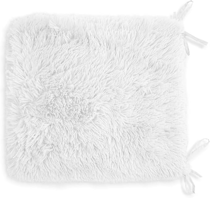 Teddy Fleece Chair Pads – Luxury Reversible Sherpa Seat Cushions with Ties, Super Soft and Fluffy Fur Chair Pads for Dining & Garden Chairs, Removable Covers