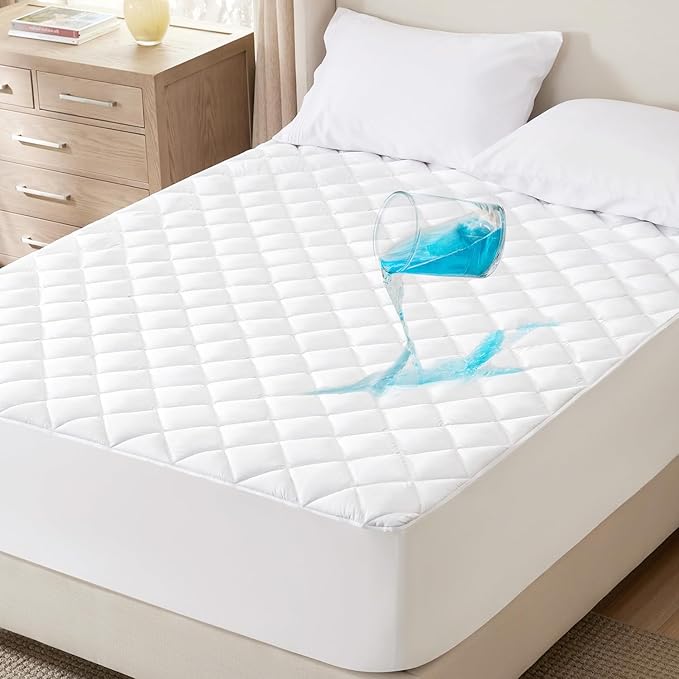 Mattress Protectors Waterproof Quilted Super Soft Cosy Anti Allergy Non Noisy Fitted Mattress Protector