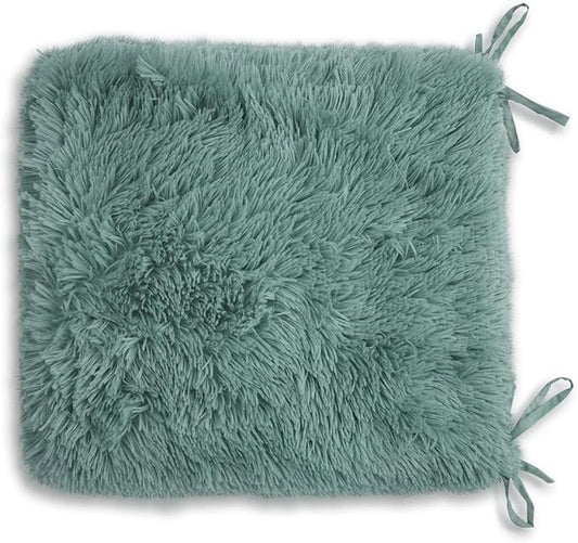 Teddy Fleece Chair Pads – Luxury Reversible Sherpa Seat Cushions with Ties, Super Soft and Fluffy Fur Chair Pads for Dining & Garden Chairs, Removable Covers