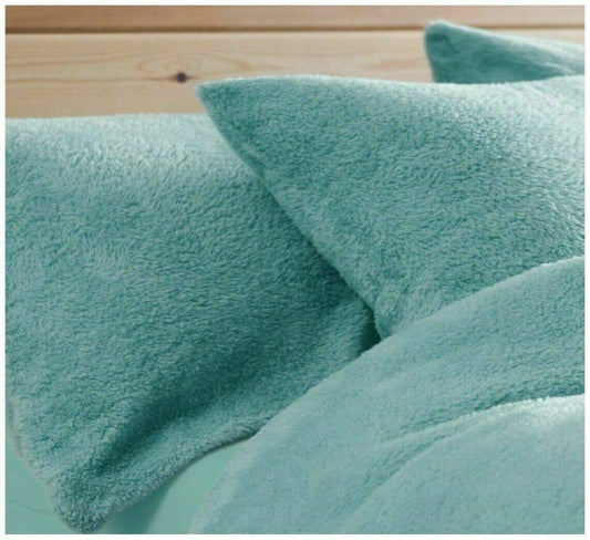 Teddy Bear Pair Pillowcases Warm Cosy Soft Plush Fleece Pillow case