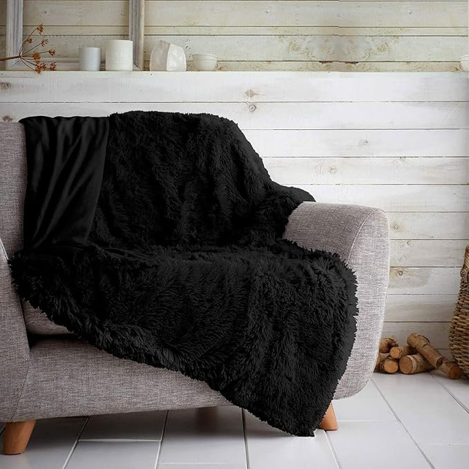 Teddy SOFT & SNUG Fur Throw Blanket With Reversible Plain Sherpa Teddy Fleece Luxury Fluffy Fur Throw Blanket 150x200cm