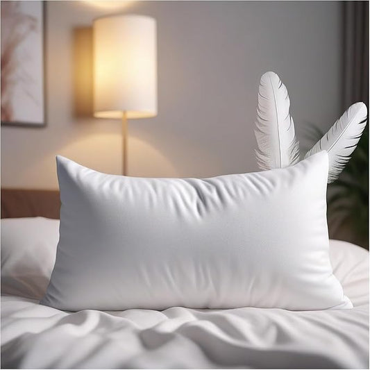 White Duck Feather Pillow 100% Microfibre Cover Filling 85% Feather 15% Down Pillow Pair Pack Of 2