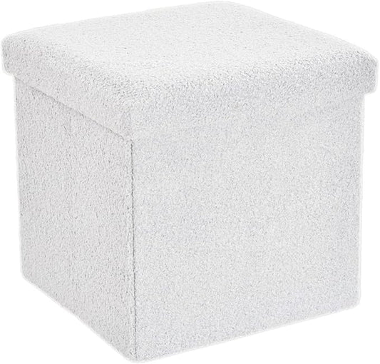 Teddy Bear Storage Box Folding Ottoman Collapsible Toys Square Chest Box