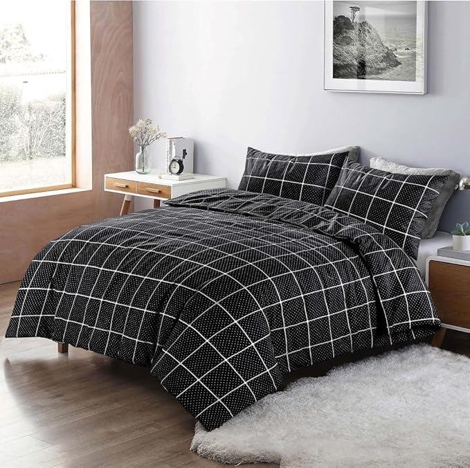 Duvet Cover Set Printed Checked Dot Mateo Reversible Quilt Cover Bedding Set