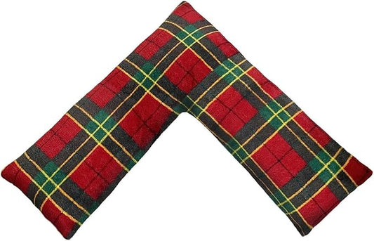 Teddy Tartan Check V Shape Pillow complete pillow or Case for support Maternity Neck Back Soft Warm Plush Cosy Fleece Cover