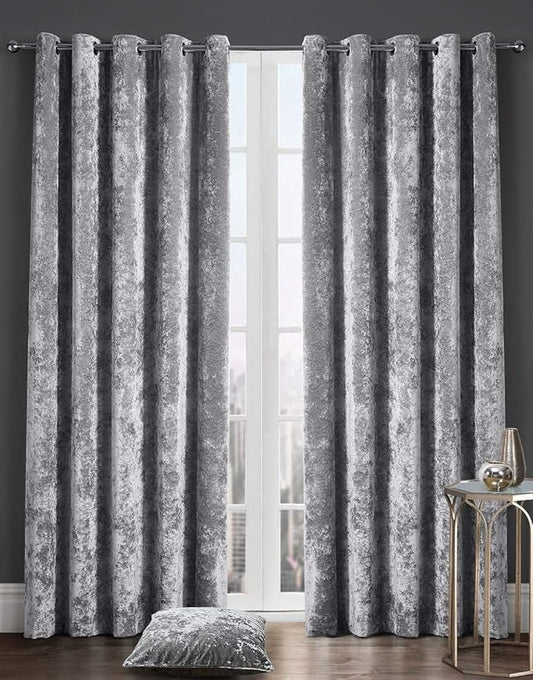 Curtains Crushed Velvet luxury Eyelet Lined Curtains Thermal Insulated For Bedroom And Living Room