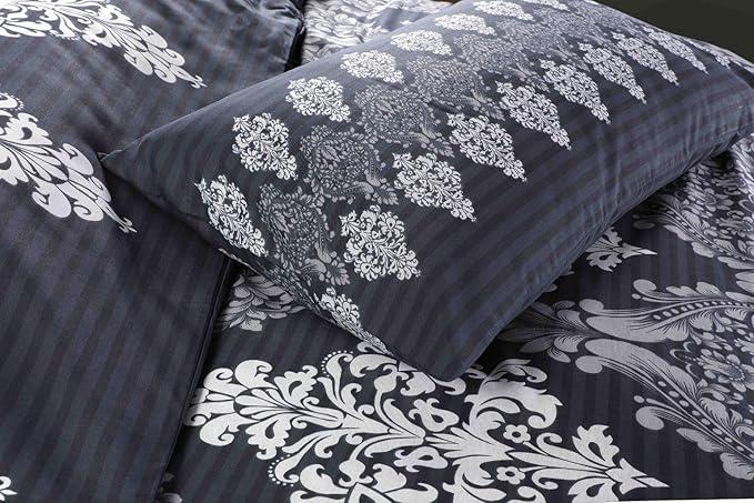Duvet Cover Set Printed Floral Reversible Stripe Tanya Quilt Cover Bedding Set