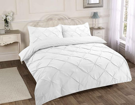 Alexandra Pintuck Pinch Pleat Duvet Cover Set - Easy Care Polycotton Bedding Set, Luxurious Pintuck Design, Soft and Durable, Includes Duvet Cover and Pillowcases