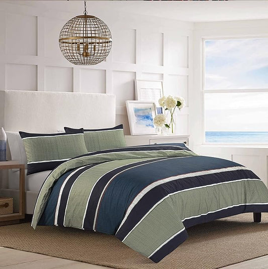 Multi Colour Lines Reversible Nathan Printed Easy Care Polycotton Duvet Cover Bedding Set