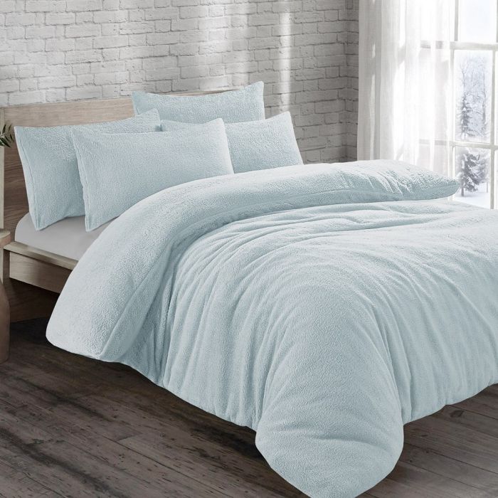Teddy Bear Fleece Thermal Warm Cosy Soft Fur Duvet Cover Set With Pillow Cases